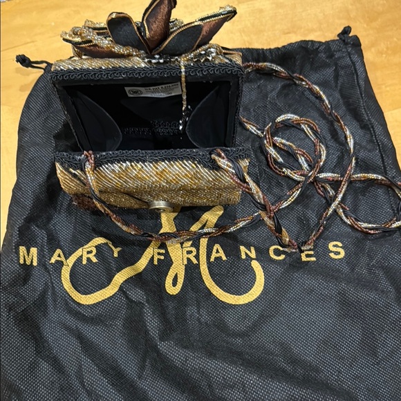 Mary Frances Multicolor Gold and Black Beaded  Floral Embellished Shoulder Bag - Picture 6 of 7